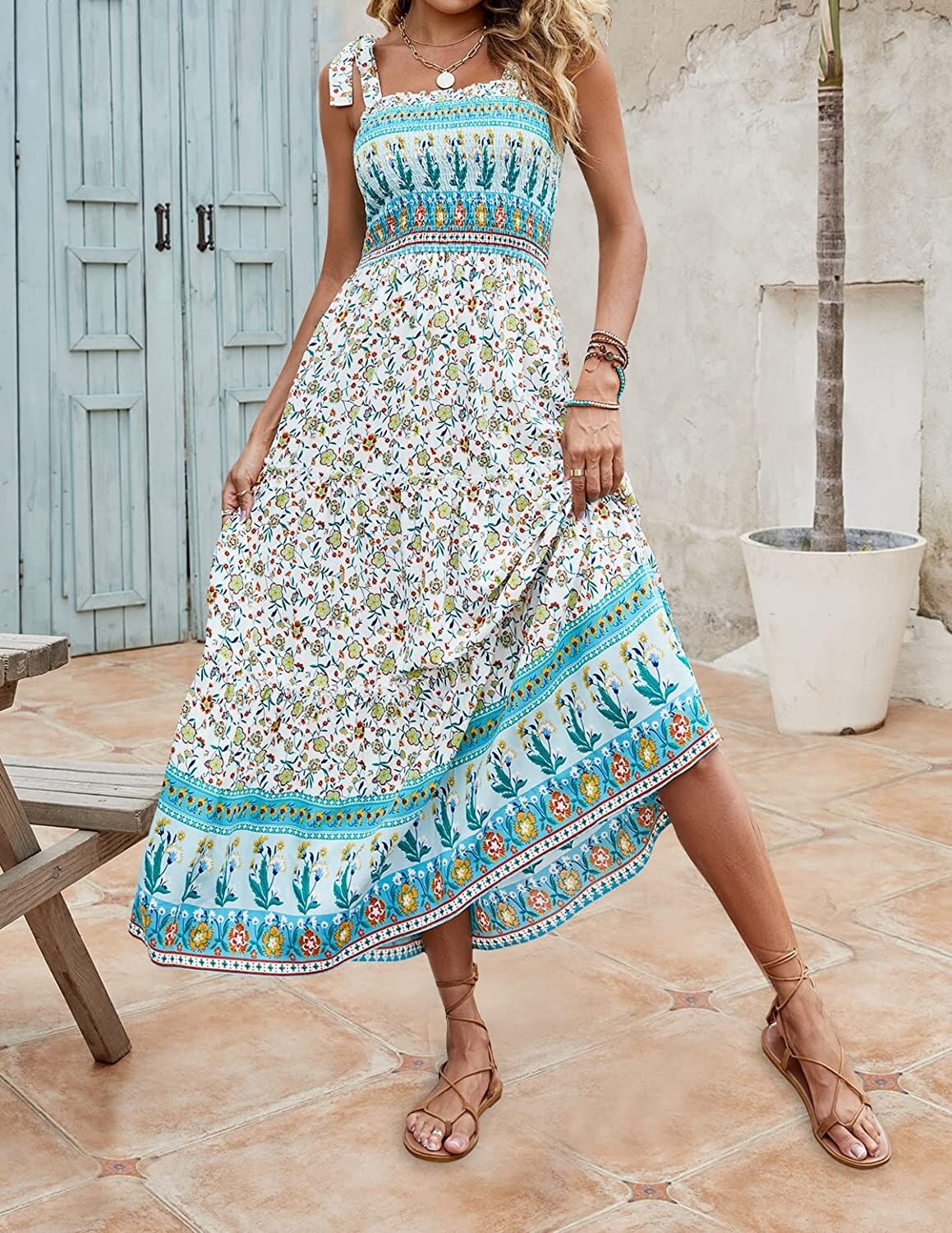 new European and American summer women's clothing bohemian printed fashion dress sling loose casual dress