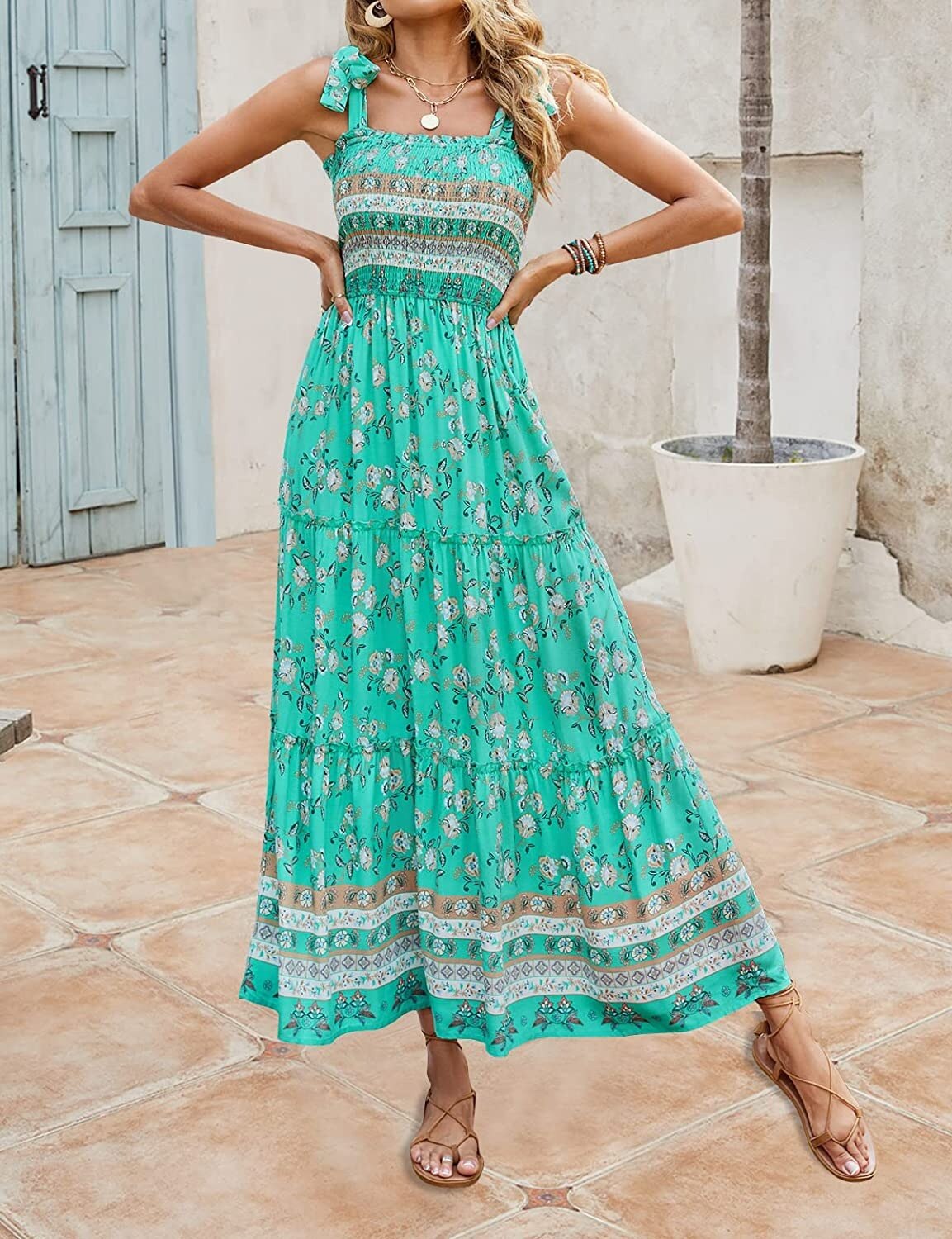 new European and American summer women's clothing bohemian printed fashion dress sling loose casual dress