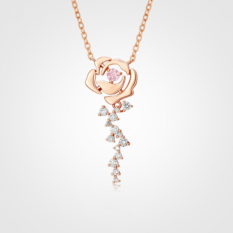 Dainty CZ Inlaid Rose Necklace
