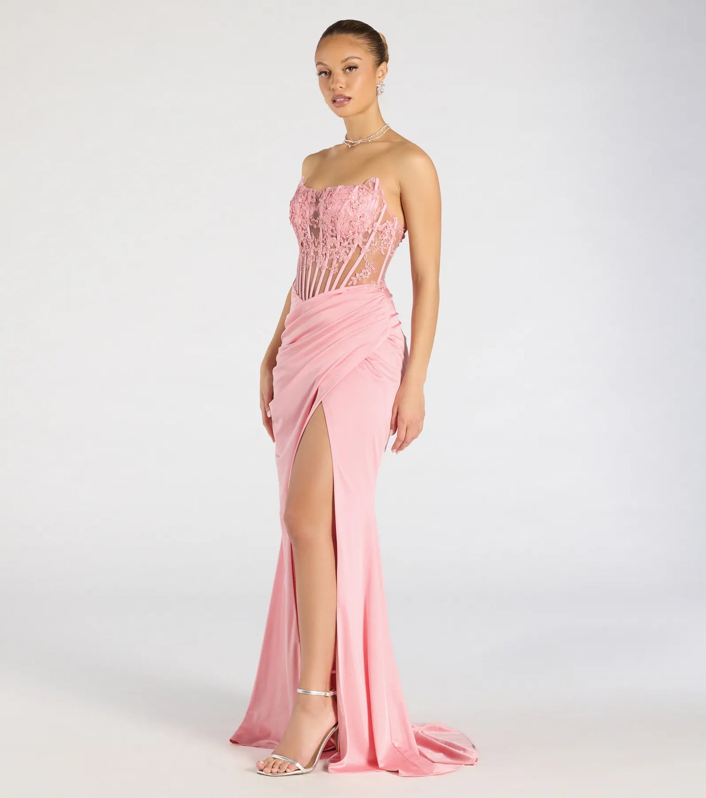 Shayla Strapless Corset Lace Formal Dress