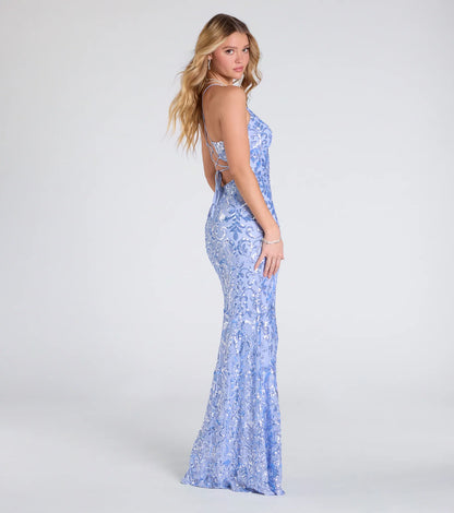 Bethanie Formal Sequin V-Neck Mermaid Dress