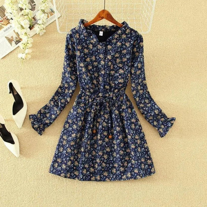New Autumn Winter Women Dress Long Sleeve Sweet Shirt Dress Cotton Linen Velvet Thick Casual Vintage Dresses Vestidos