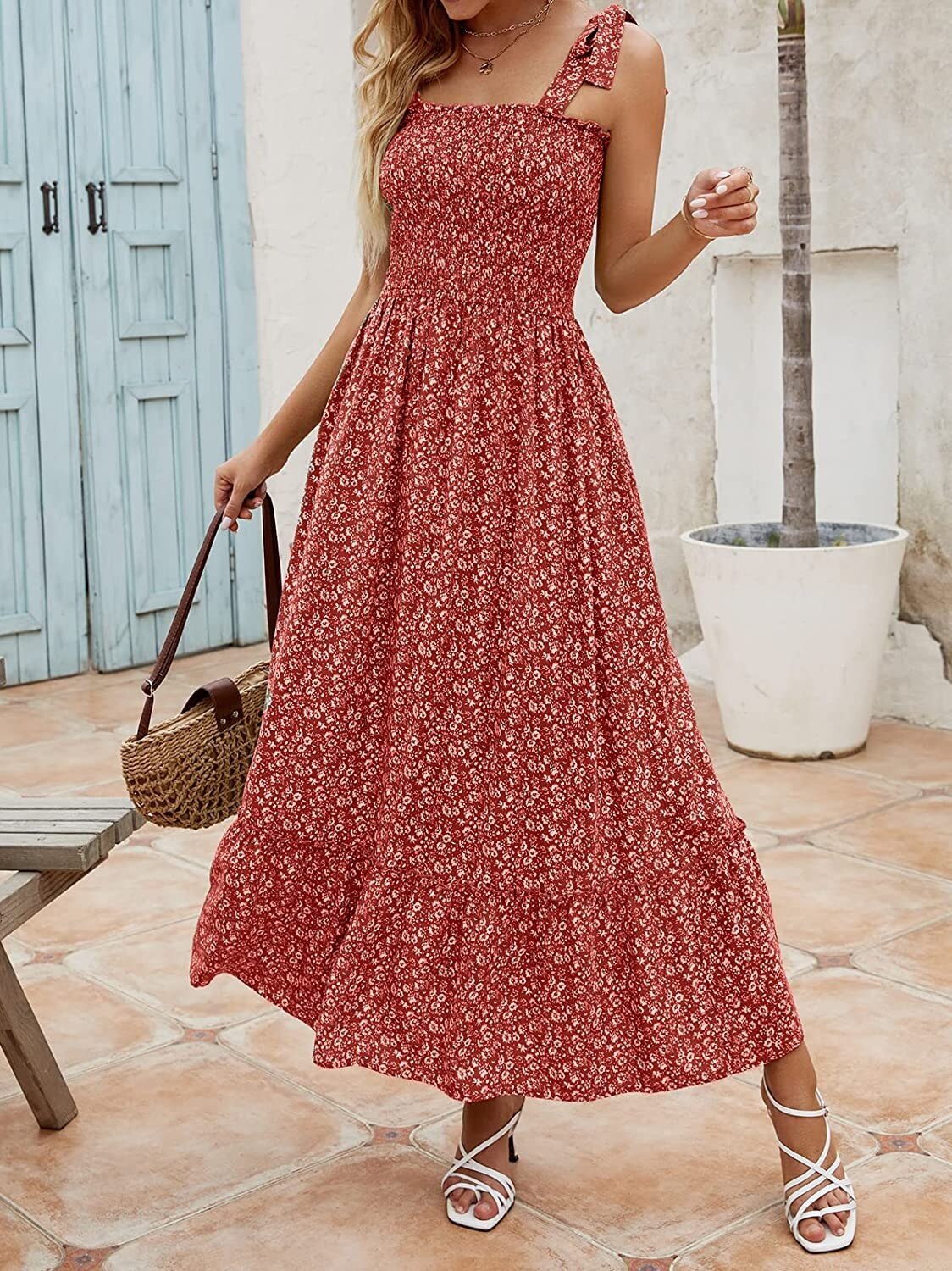 new European and American summer women's clothing  bohemian printed fashion dress  sling loose casual dress