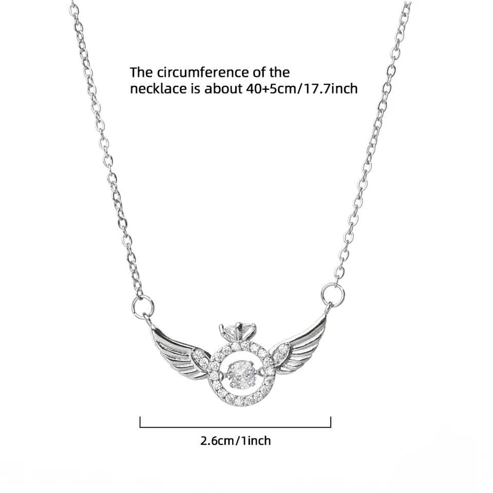 Dainty CZ Inlaid Rolling Crystal Angel Wings Necklace