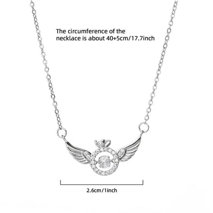 Dainty CZ Inlaid Rolling Crystal Angel Wings Necklace