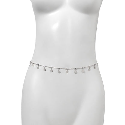 Dainty CZ Inlaid Sequins Tassel Belly Chain