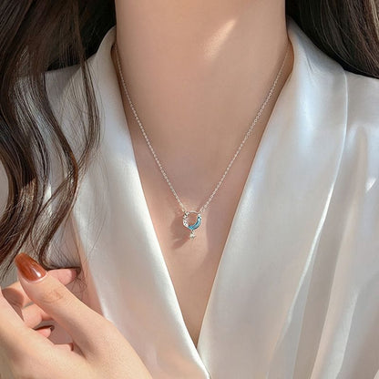 Dainty CZ Inlaid Turquoise Moon Phase Star Necklace