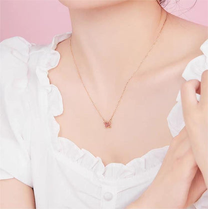 Dainty Enamel Filigree Inlay Butterfly Necklace