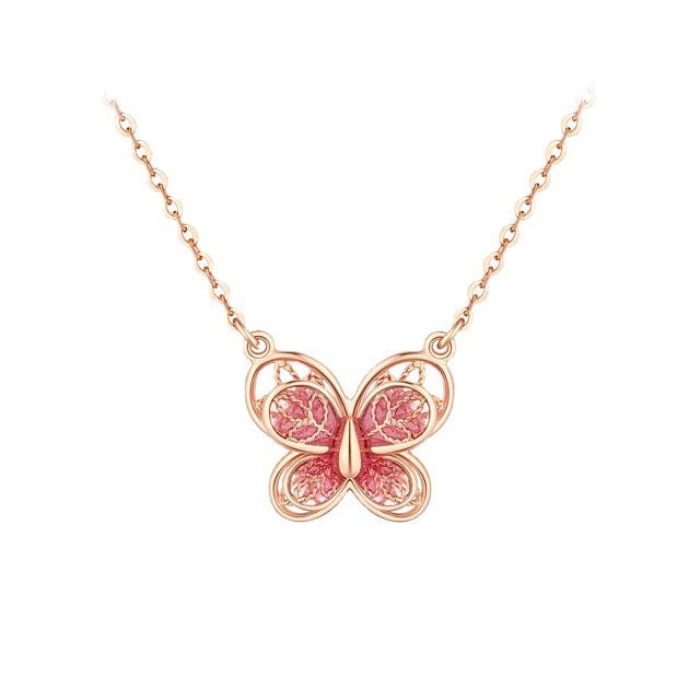 Dainty Enamel Filigree Inlay Butterfly Necklace