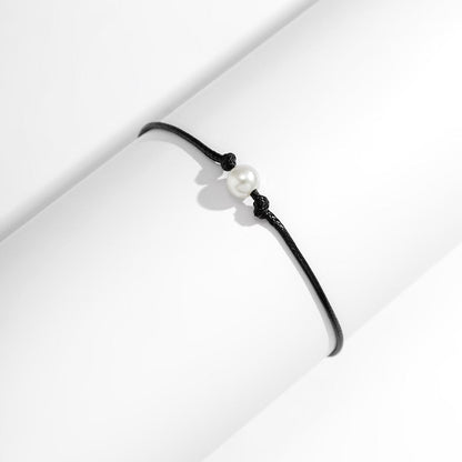 Dainty Faux Leather Pearl Anklet