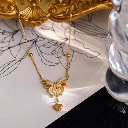 Dainty Gold Bowknot Necklace